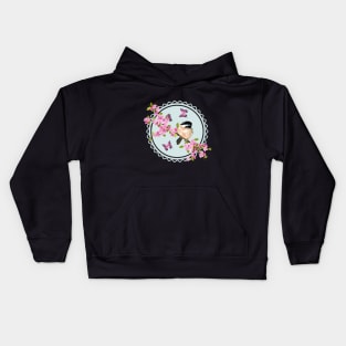 Spring Flowers And Bird Art Kids Hoodie